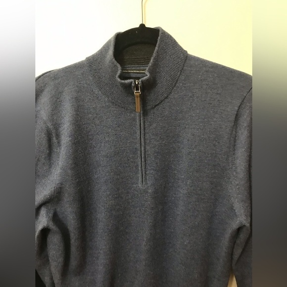NORDSTROM Mens Blue Merino Wool Quarter Zip Knit Sweater Size Small - Picture 3 of 11